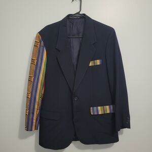 Upcycled Kantha Navy and Multicolor Blazer